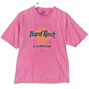 Vintage Hard Rock Cafe Cancun Pink Save The Planet Single Stitch T-Shirt Men’s M